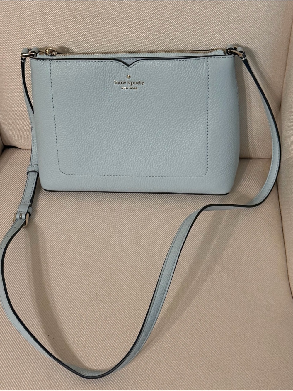 kate spade Light Blue Pebbled Leather Crossbody Bag